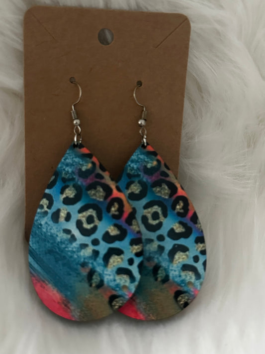 Blue Leopard Earrings